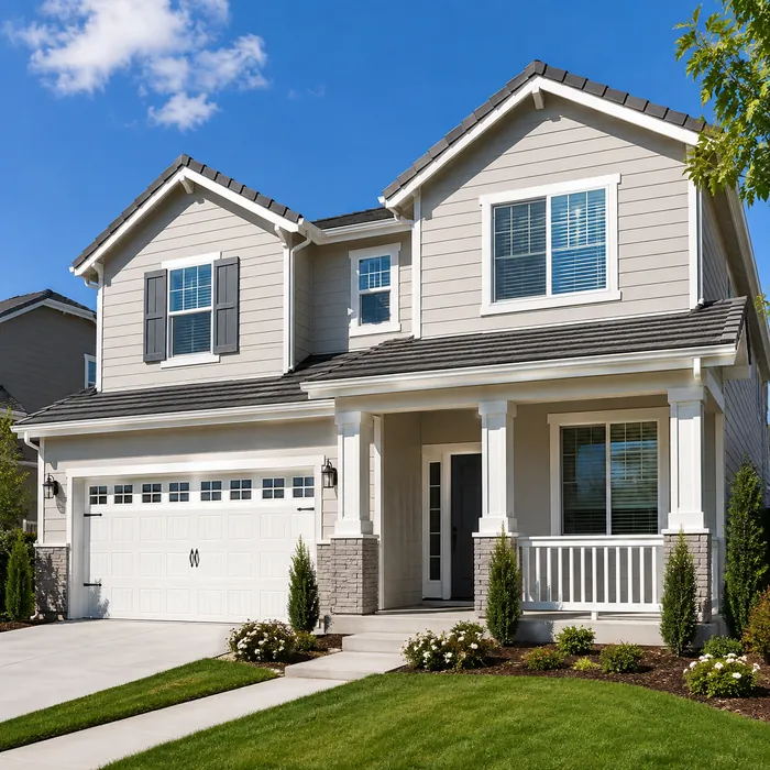 Two-story house with freshly painted exterior